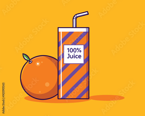 Cartoon Orange and Juice Box.