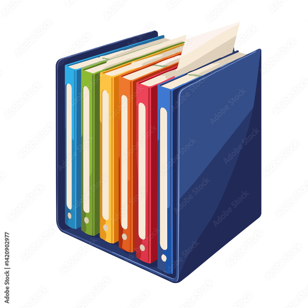 Colorful binder with dividers on white background, excitement for learning Colorful binder with dividers on white background, excitement for learning