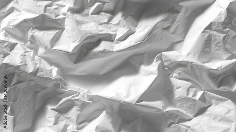 Obraz premium Crumpled paper texture background white gray abstract design graphic resource for designers and artists