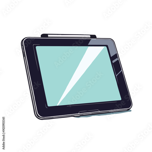 Educational tablet illustration in pop art style, promoting learning