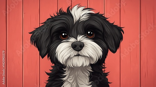 Cute black and white dog portrait