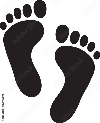 Two footprint / foot print flat icon for apps and websites 