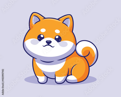 Cute Shiba Inu Puppy Cartoon Illustration