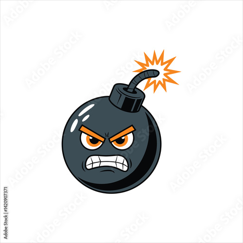 Cartoon Style Angry Bomb Character – Explosive Anthropomorphic Illustration