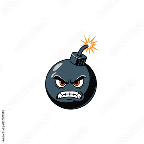Cartoon Style Angry Bomb Character – Explosive Anthropomorphic Illustration
