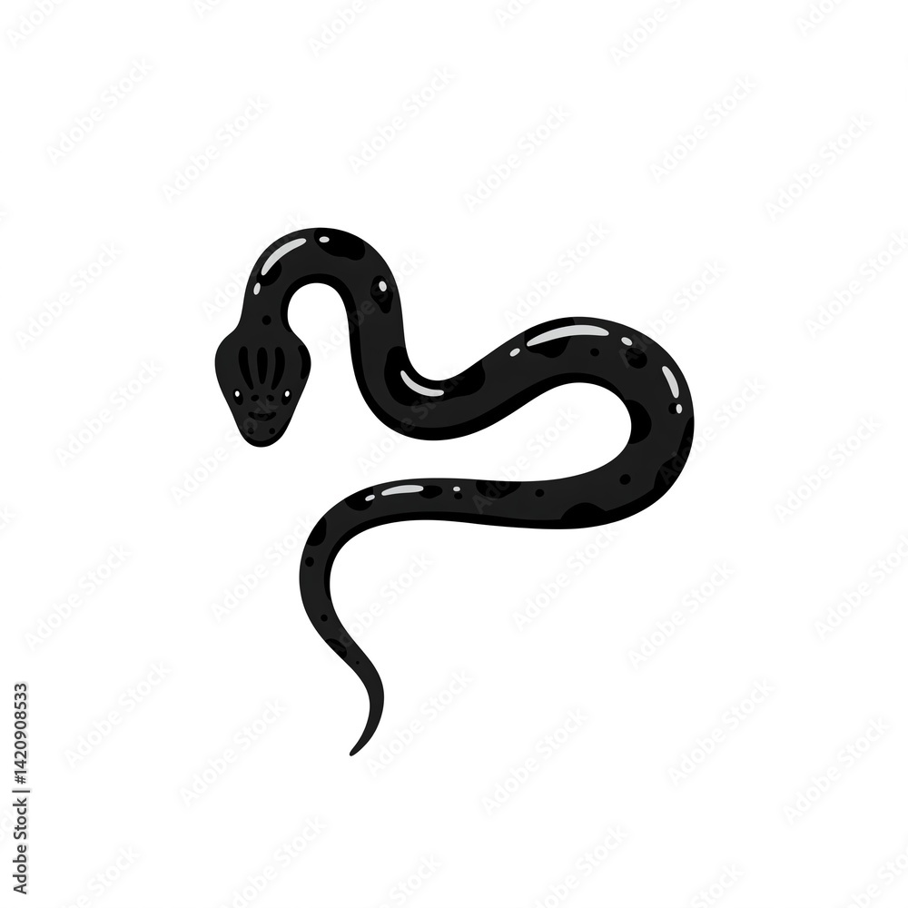 Obraz premium Black snake, white background.