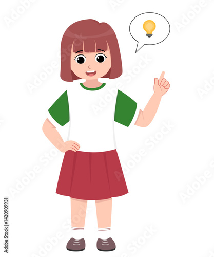 Vector Illustration of a girl having a brilliant idea eureka effect