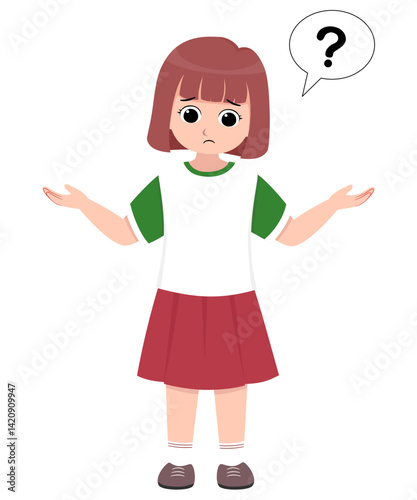 An illustration of a confused girl