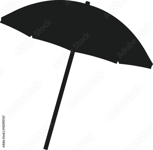 Minimal Beach Umbrella Silhouette Vector – Summer Shade Icon for Tropical Themes
