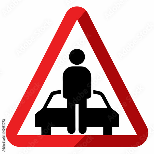 A traffic jam warning  sign illustration vector silhouette on white background.