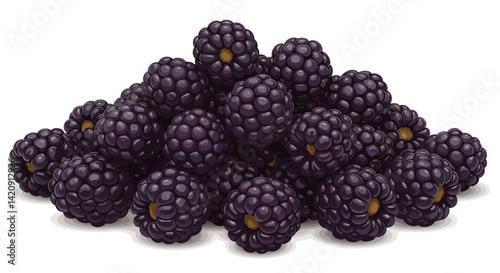A pile of plump dark blackberries ready to burst with juicy sweetness
