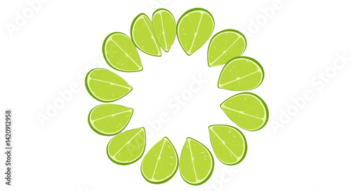 A ring of lime wedges forms a sunny citrus halo against a pristine white backdrop