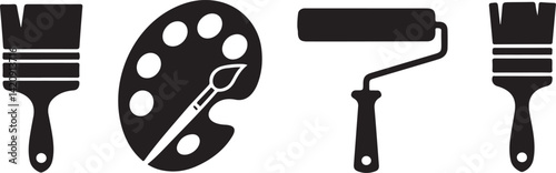 Paint icons set. Paint brush vector icon. Paint roller icon 