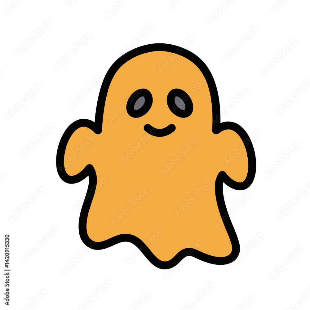 Fototapeta premium Friendly orange ghost cartoon character illustration