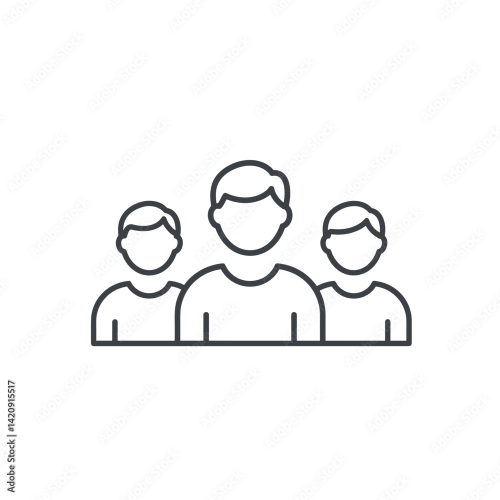 Group of three people in a minimalistic line art style Group of three people in a minimalistic line art style