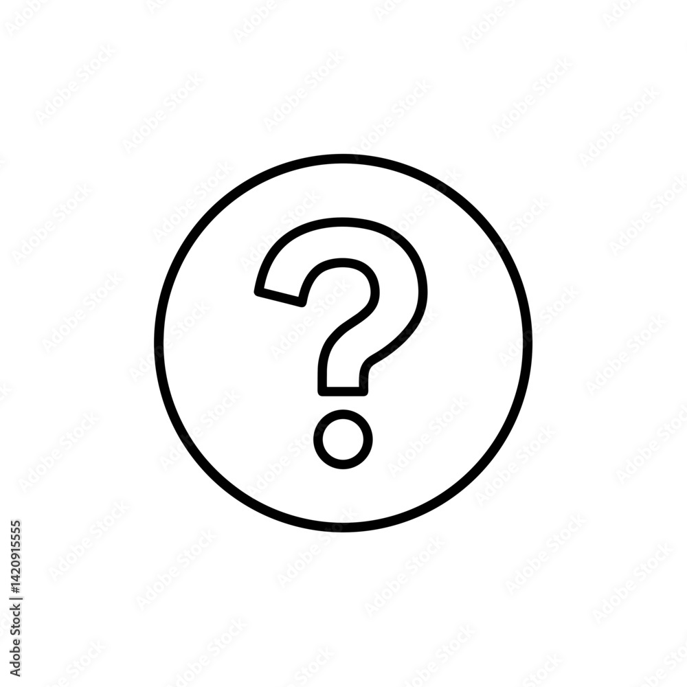 Question mark symbol in a minimalist style on a white background Question mark symbol in a minimalist style on a white background