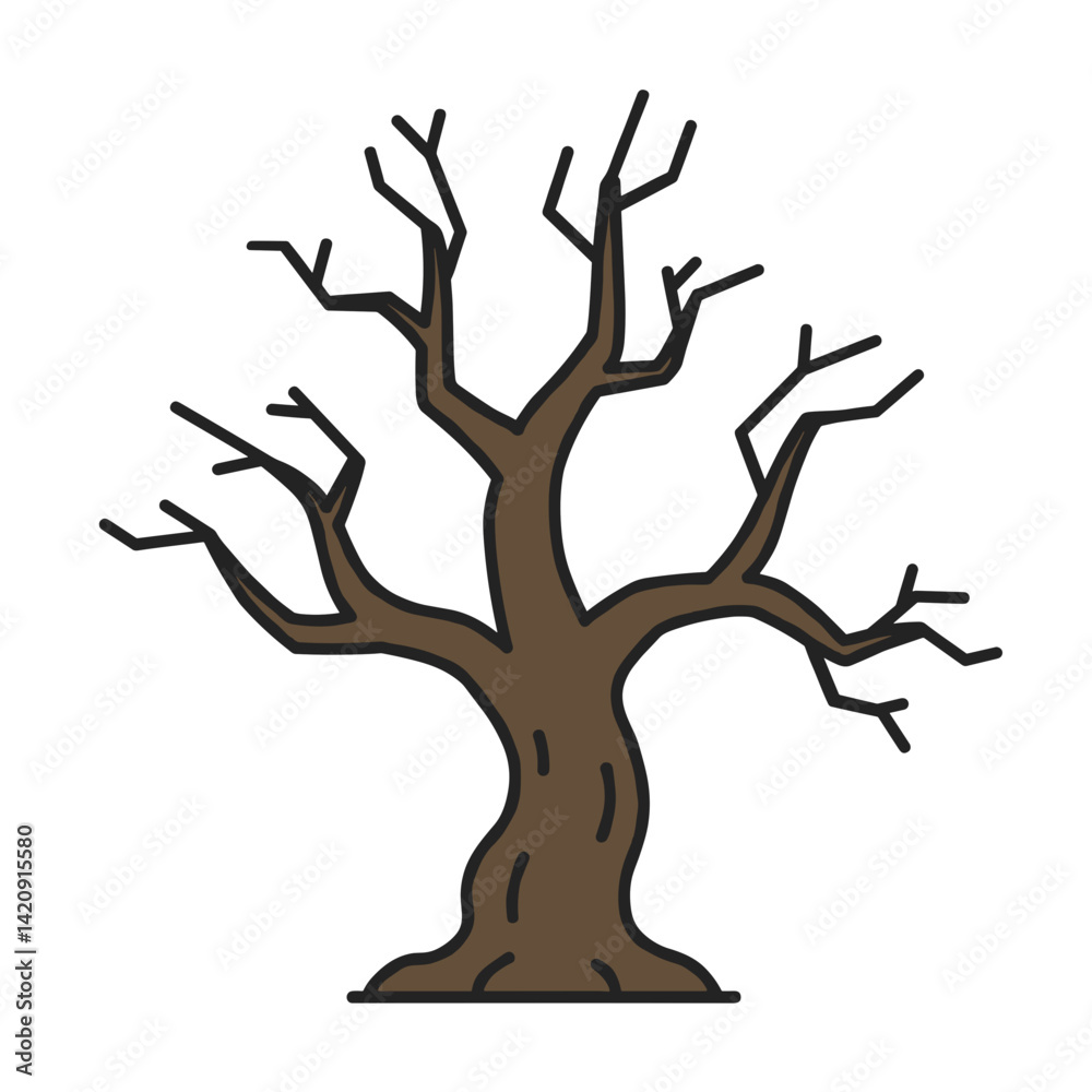 Dead tree silhouette in minimalistic style with brown tones Dead tree silhouette in minimalistic style with brown tones