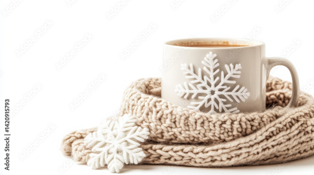 Cozy Winter Mug with Snowflake Design and Soft Knit Scarf Cozy Winter Mug with Snowflake Design and Soft Knit Scarf