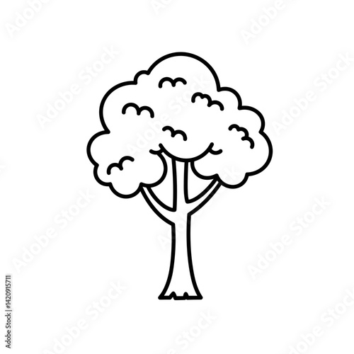 Outline of a tree in a minimalist design on a white background  