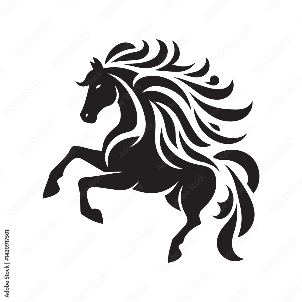 Obraz premium create simple black Horse Silhouette Vector with white background 
