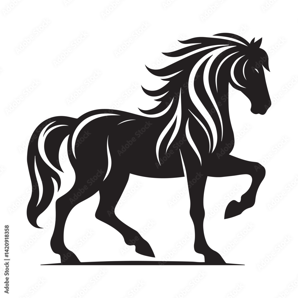 Obraz premium create simple black Horse Silhouette Vector with white background