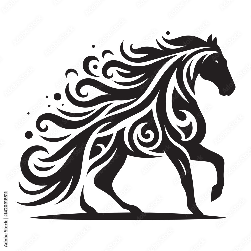 Obraz premium create simple black Horse Silhouette Vector with white background 