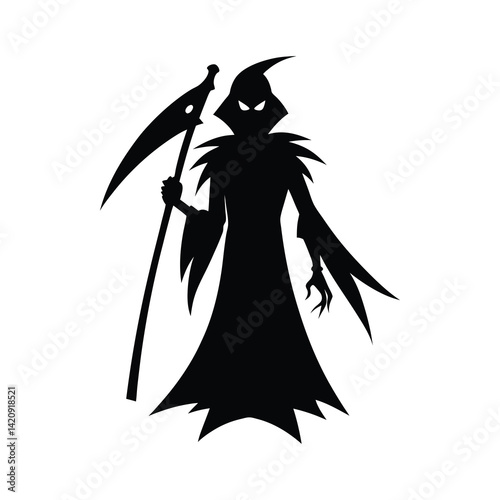 Grim Reaper icon of silhouette vector illustration