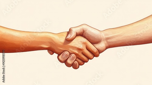 A close-up of hands shaking after a successful meeting, agreement, partnership, business deal,  