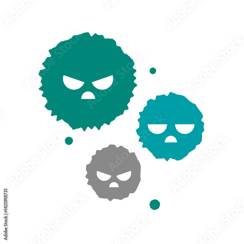 カビのベクターイラスト：怖い顔をした不気味な細菌 - Mold Vector Illustration: Scary Faced Creepy Bacteria