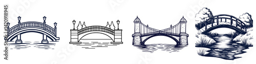 Scenic bridges in a tranquil landscape
