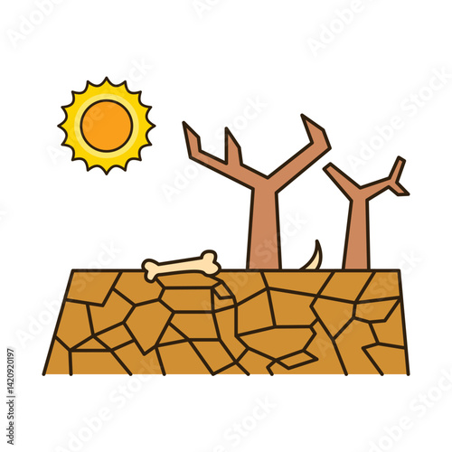 Colorful disaster icons in cartoon style, illustrating various natural disasters such environment-related designs