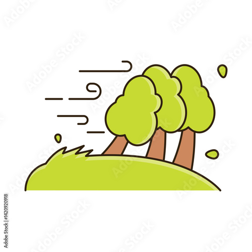 Colorful disaster icons in cartoon style, illustrating various natural disasters such environment-related designs