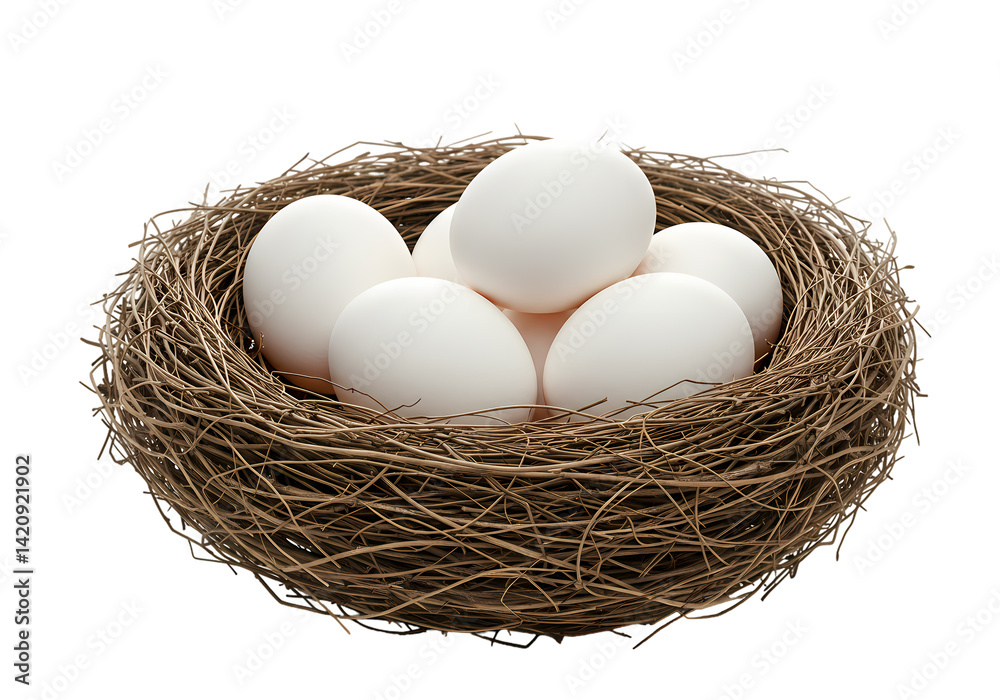 Five White Eggs in a Bird's Nest Five White Eggs in a Bird's Nest