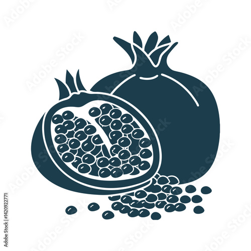 Open Pomegranate with Seeds - Symbol of Mitzvot - Pomegranate – Open fruit with seeds spilling out (symbolizing mitzvot)
