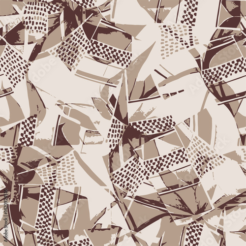 Seamless floral pattern, classic flower ornament, abstract ditsy print in vintage motif. Elegant botanical design of beautiful large wild flowers, leaves, small branches, herbs. Vector illustration.