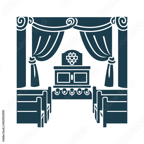 Synagogue Ark (Aron Kodesh) Vector File - Synagogue Ark (Aron Kodesh) – Curtain-covered cabinet for Torahs