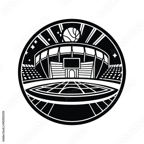 Basketball arena icon silhouette vector with white background