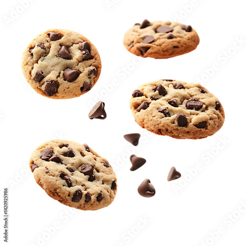 Chocolate chip cookies floating png