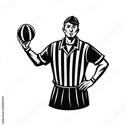 Basketball referee icon silhouette vector with white background