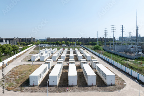 The energy storage batteries in the substation photo