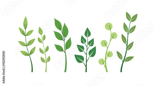 Tropical green leaves vector set