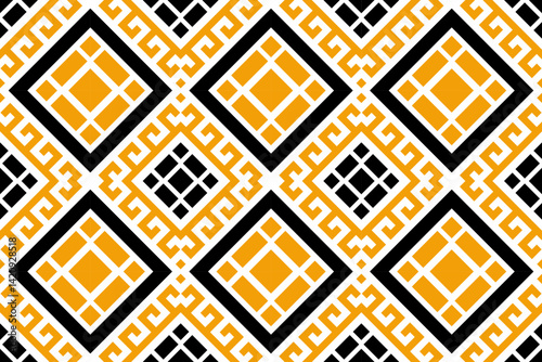 Gold,golden, Geometric, seamless,pixel traditional ethnic, thai pattern, fabric pattern for textiles, rugs, wallpaper, clothing, sarong, batik, print, background, cover, illustration, vector