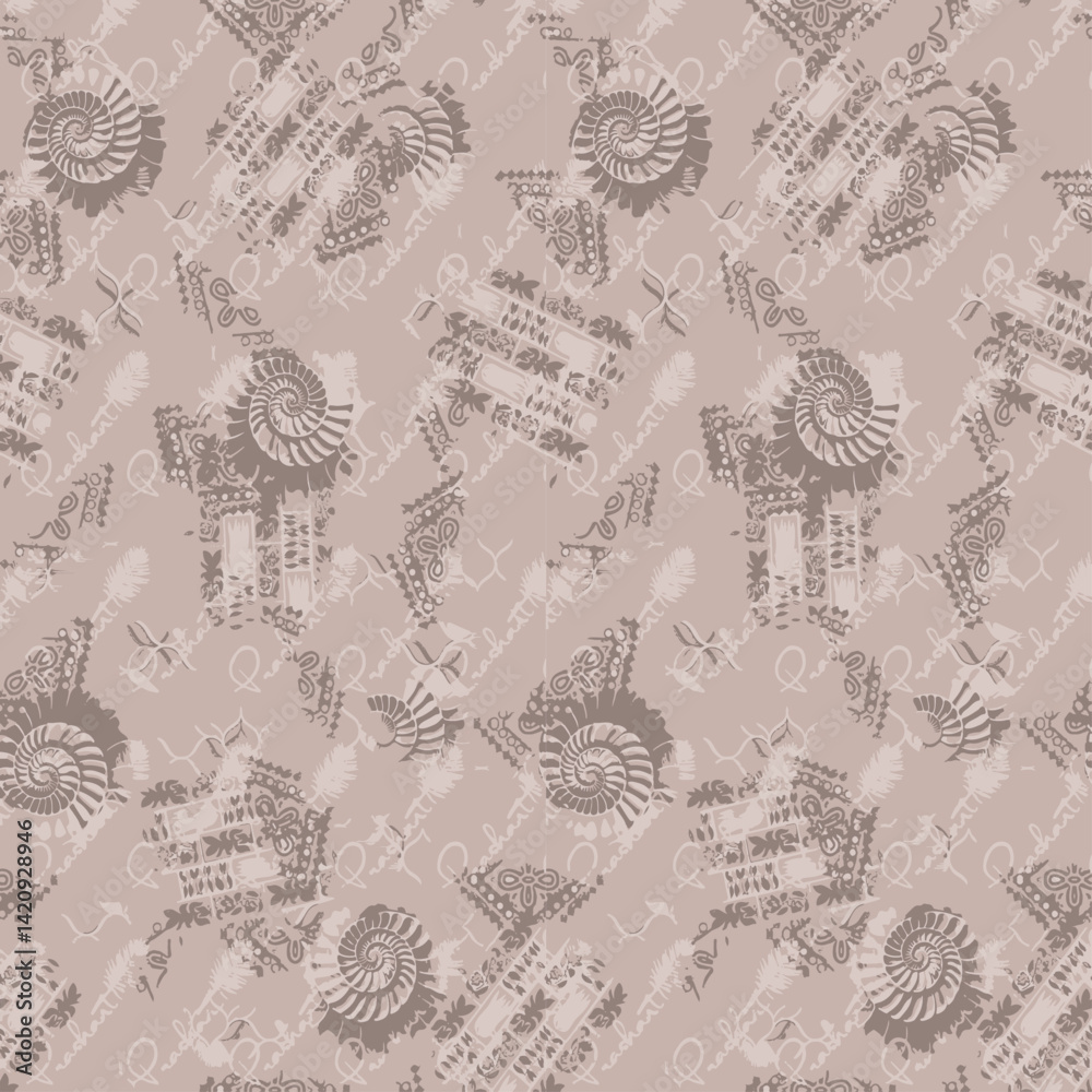 Fototapeta premium Seamless floral pattern, classic flower ornament, abstract ditsy print in vintage motif. Elegant botanical design of beautiful large wild flowers, leaves, small branches, herbs. Vector illustration.
