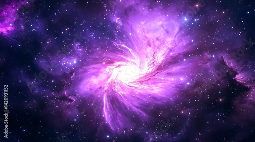 Stunning Purple Galaxy Spiral Nebula Cosmic Background sky art dark nova space stars night