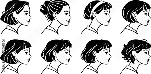 Face silhouette vector illustration style with white background