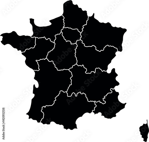 Map of France with Highlighted States 