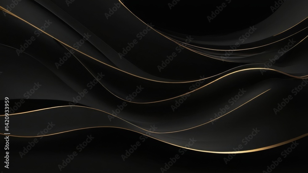 Sophisticated Black and Gold Abstract Background with WaveLike Pattern and Diagonal Gold Lines for Movement and Elegance. Sophisticated Black and Gold Abstract Background with WaveLike Pattern and Diagonal Gold Lines for Movement and Elegance.