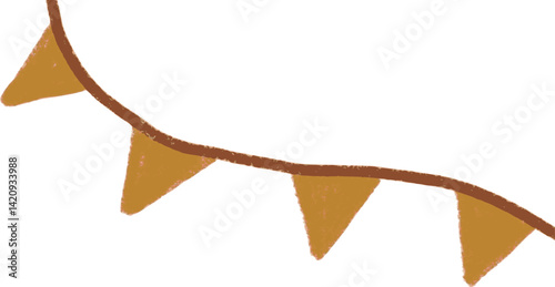Hand drawn Carnival garland hanging bunting flags decoration element illustration