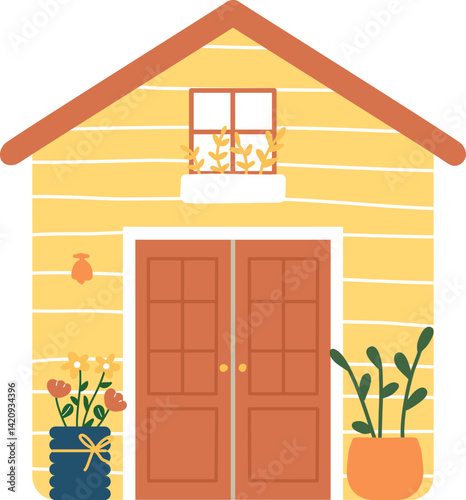 Lovely tiny house illustration. New Little home housewarming print gift.