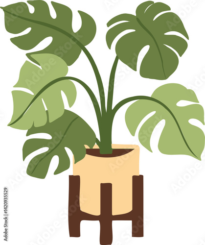 Houseplant Indoor potted plant monstera deliciosa illustration